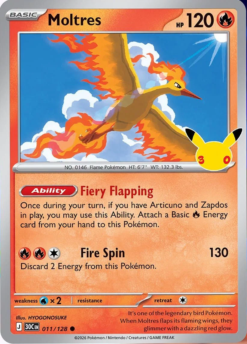 Moltres 30th Celebration Pok&eacute;mon TCG 011/128