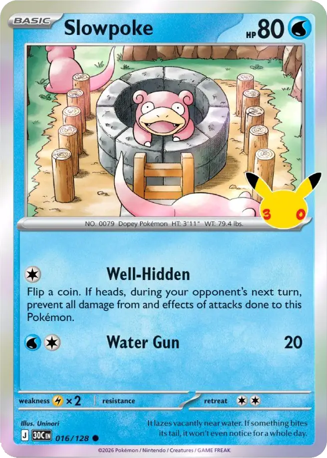 Slowpoke 30th Celebration Pok&eacute;mon TCG 016/128