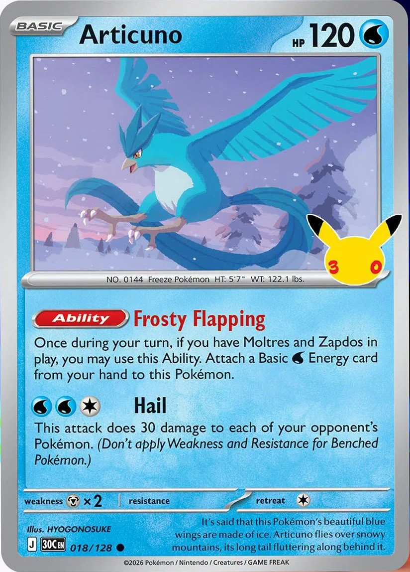 Articuno 30th Celebration Pok&eacute;mon TCG 018/128