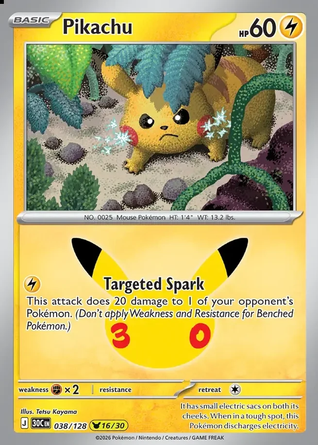 Pikachu 16/30 30th Celebration Pok&eacute;mon TCG 038/128
