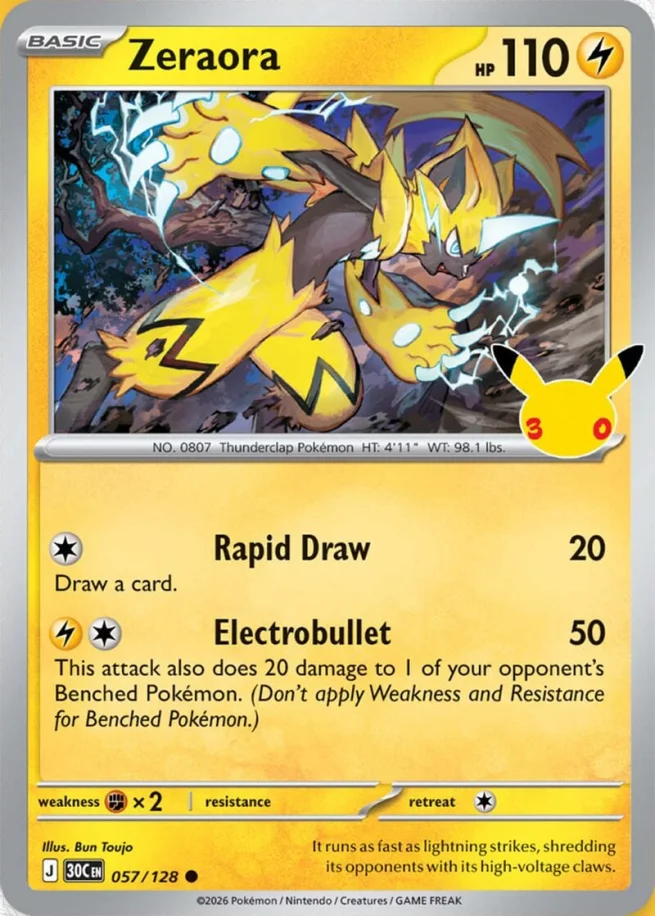 Zeraora 30th Celebration Pok&eacute;mon TCG 057/128