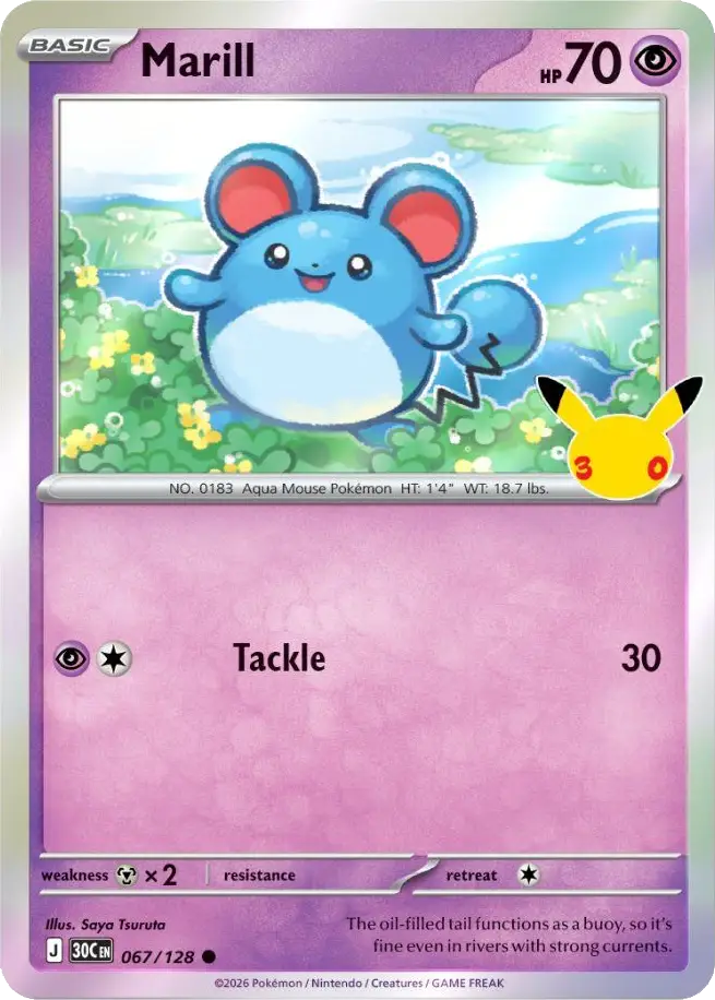 Marill 30th Celebration Pok&eacute;mon TCG 067/128