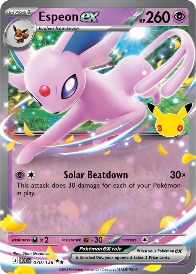Espeon ex 30th Celebration Pok&eacute;mon TCG 070/128