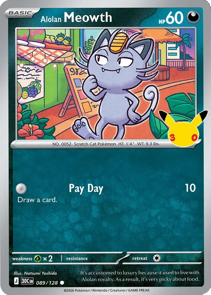 Alolan Meowth 30th Celebration Pok&eacute;mon TCG 089/128