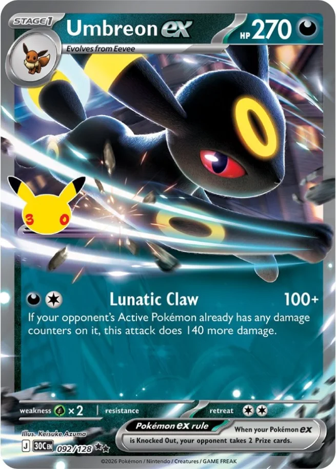 Umbreon ex 30th Celebration Pok&eacute;mon TCG 092/128