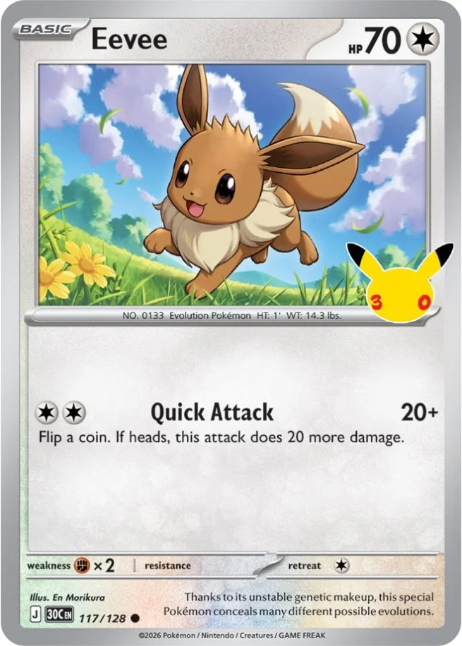 Eevee 30th Celebration Pok&eacute;mon TCG 117/128