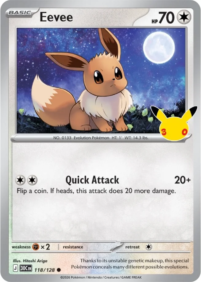 Eevee 30th Celebration Pok&eacute;mon TCG 118/128