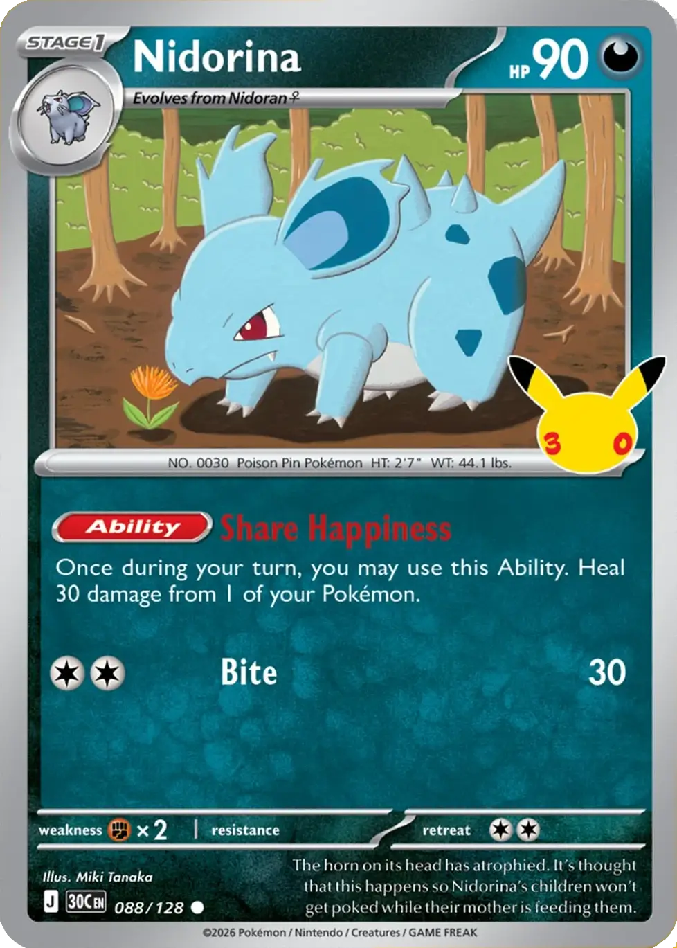 Nidorina 30th Celebration Pok&eacute;mon TCG 088/128