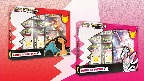 Celebrations Collection—Lance’s Charizard V and Pokémon TCG: Celebrations Collection—Dark Sylveon V — Pokémon TCG Collection / Box
