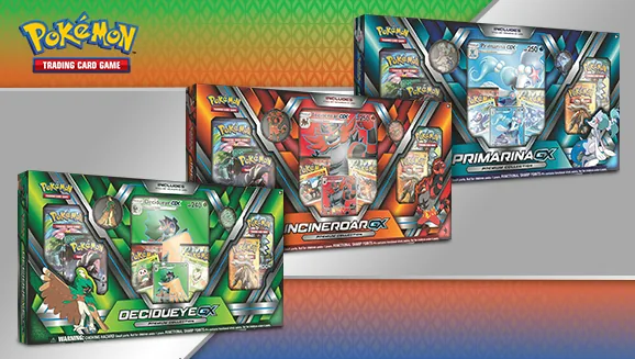 Decidueye-GX, Incineroar-GX, and Primarina-GX Premium Collections — Pokémon TCG Premium Collection
