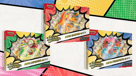 Mega Evolution—Ascended Heroes Mega Meganium ex, Mega Emboar ex, and Mega Feraligatr ex Boxes — Pokémon TCG Other