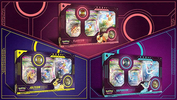 Vaporeon VMAX, Jolteon VMAX, and Flareon VMAX Premium Collections — Pokémon TCG Premium Collection