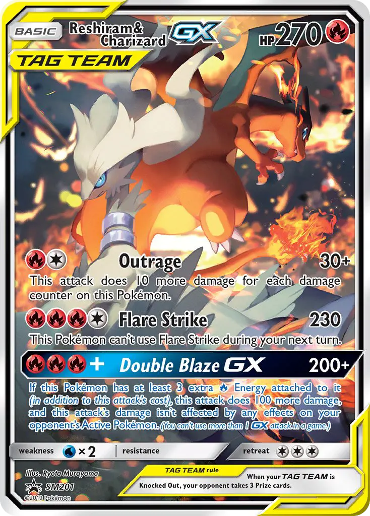 Reshiram & Charizard-GX &mdash; SM Black Star Promo SM201