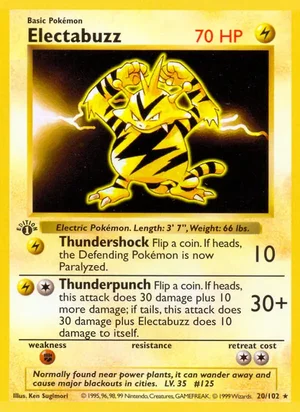 Electabuzz 020/102 Rare, Base Set Pokémon TCG card