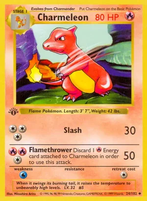 Charmeleon 024/102 Uncommon, Base Set Pokémon TCG card