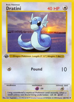 Dratini 026/102 Uncommon, Base Set Pokémon TCG card