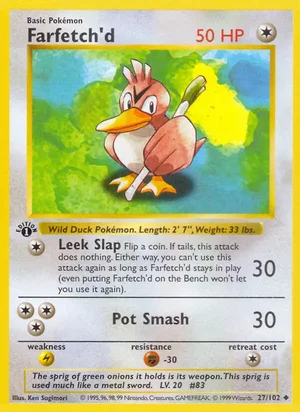 Farfetch'd 027/102 Uncommon, Base Set Pokémon TCG card