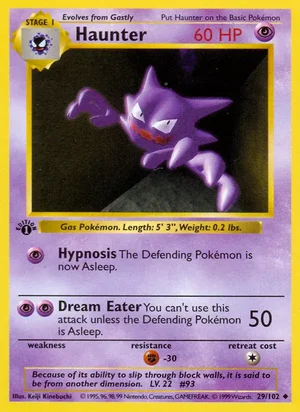 Haunter 029/102 Uncommon, Base Set Pokémon TCG card