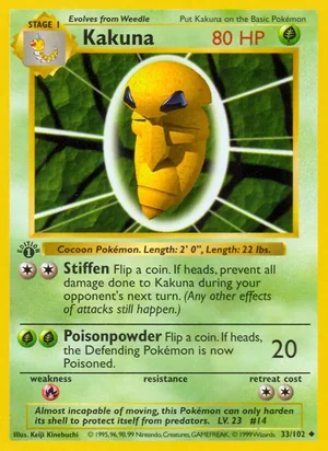 Kakuna 033/102 Uncommon, Base Set Pokémon TCG card