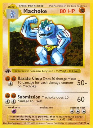 Machoke 034/102 Uncommon, Base Set Pokémon TCG card