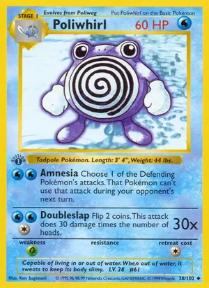 Poliwhirl 038/102 Uncommon, Base Set Pokémon TCG card