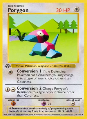Porygon 039/102 Uncommon, Base Set Pokémon TCG card