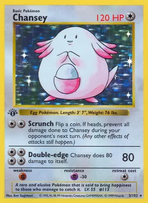 Chansey 003/102 Holo Rare, Base Set Pokémon TCG card