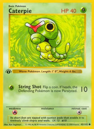 Caterpie 045/102 Common, Base Set Pokémon TCG card