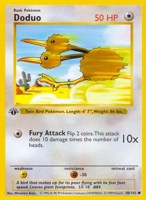 Doduo 048/102 Common, Base Set Pokémon TCG card