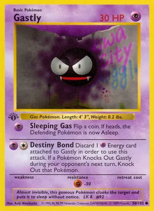 Gastly 050/102 Common, Base Set Pokémon TCG card