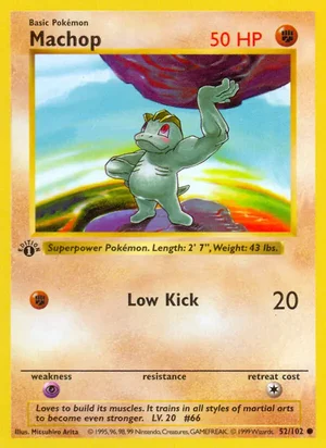 Machop 052/102 Common, Base Set Pokémon TCG card