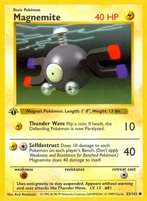 Magnemite 053/102 Common, Base Set Pokémon TCG card
