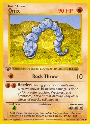 Onix 056/102 Common, Base Set Pokémon TCG card