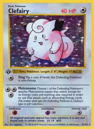 Clefairy 005/102 Holo Rare, Base Set Pokémon TCG card