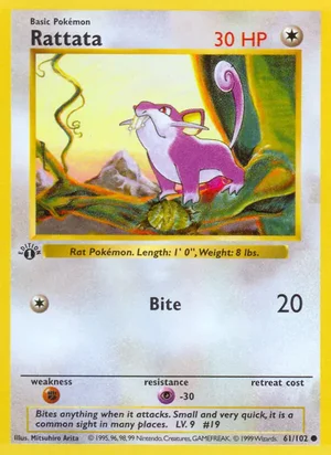 Rattata 061/102 Common, Base Set Pokémon TCG card