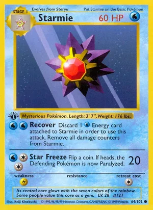 Starmie 064/102 Common, Base Set Pokémon TCG card