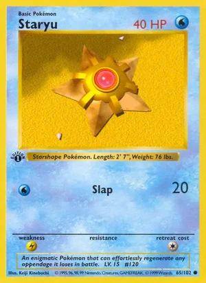 Staryu 065/102 Common, Base Set Pokémon TCG card