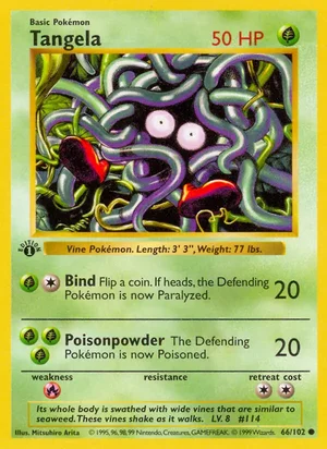 Tangela 066/102 Common, Base Set Pokémon TCG card