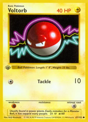 Voltorb 067/102 Common, Base Set Pokémon TCG card