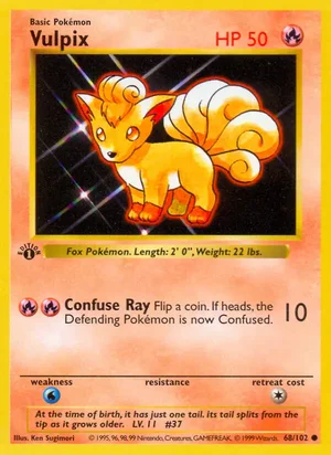 Vulpix 068/102 Common, Base Set Pokémon TCG card