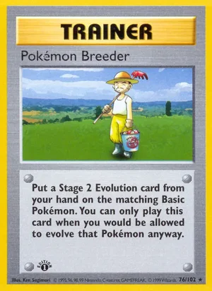 Pokemon Breeder 076/102 Rare, Base Set Pokémon TCG card