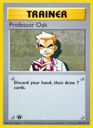 Professor Oak 088/102 Uncommon, Base Set Pokémon TCG card