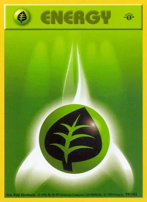 Grass Energy 099/102 Common, Base Set Pokémon TCG card