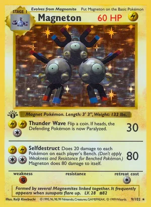 Magneton 009/102 Holo Rare, Base Set Pokémon TCG card