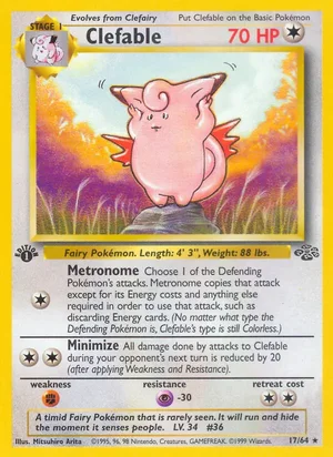 Clefable (17) 017/064 Rare, Jungle Pokémon TCG card