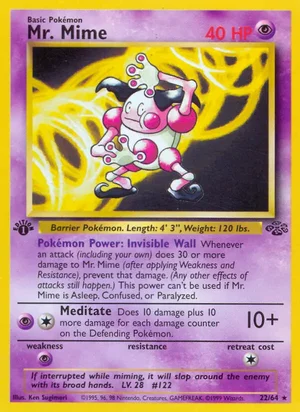 Mr. Mime (22) 022/064 Rare, Jungle Pokémon TCG card