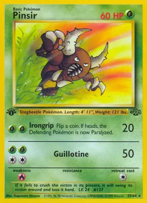 Pinsir (25) 025/064 Rare, Jungle Pokémon TCG card