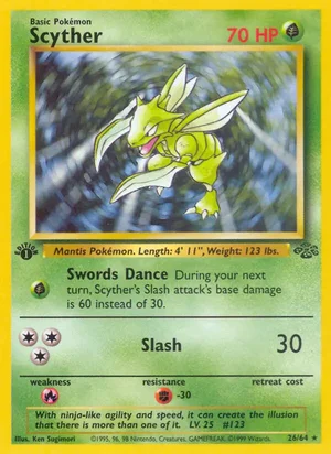 Scyther (26) 026/064 Rare, Jungle Pokémon TCG card