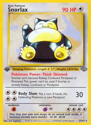 Snorlax (27) 027/064 Rare, Jungle Pokémon TCG card