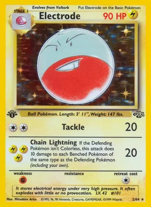Electrode (2) 002/064 Holo Rare, Jungle Pokémon TCG card